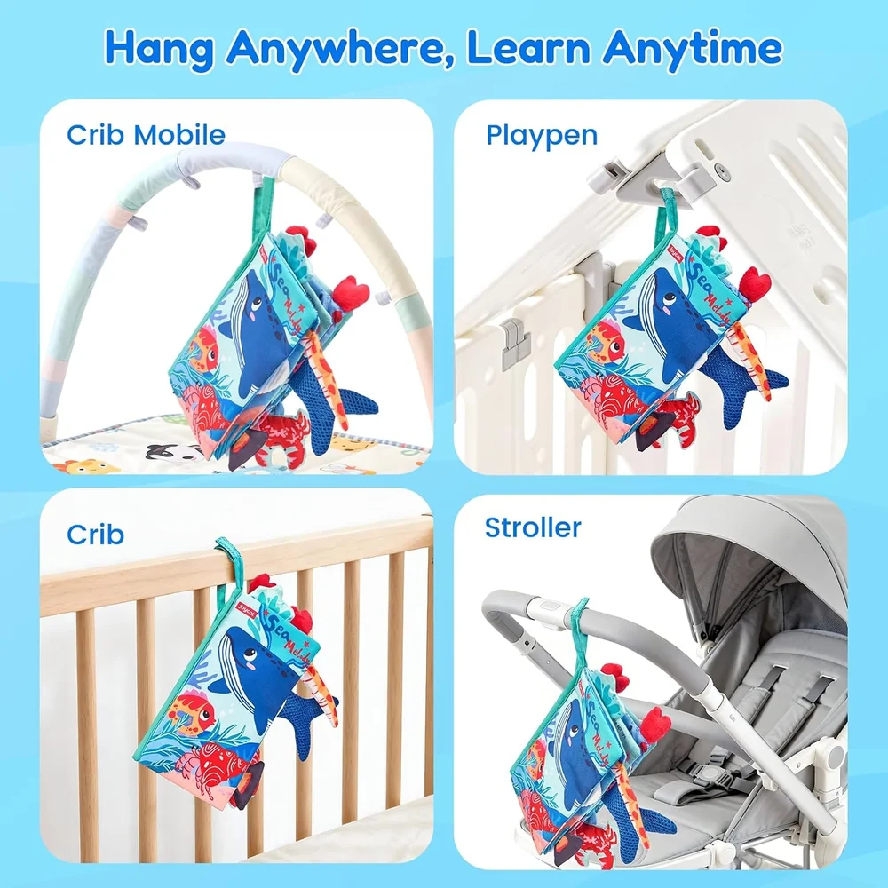 Baby Ocean Sensory Crinkle Book – Interactive Soft Activity Book with Mirror and Textured Animals
