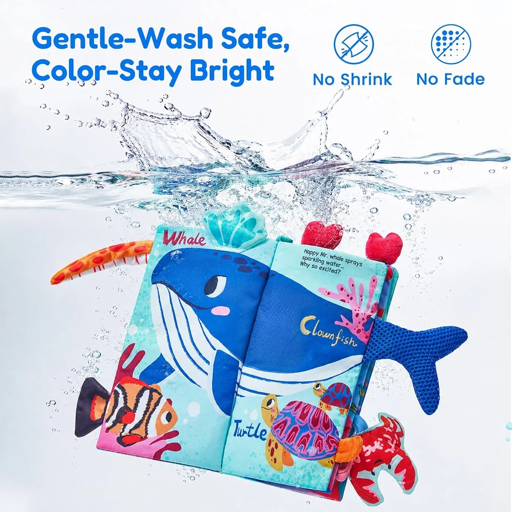 Baby Ocean Sensory Crinkle Book – Interactive Soft Activity Book with Mirror and Textured Animals