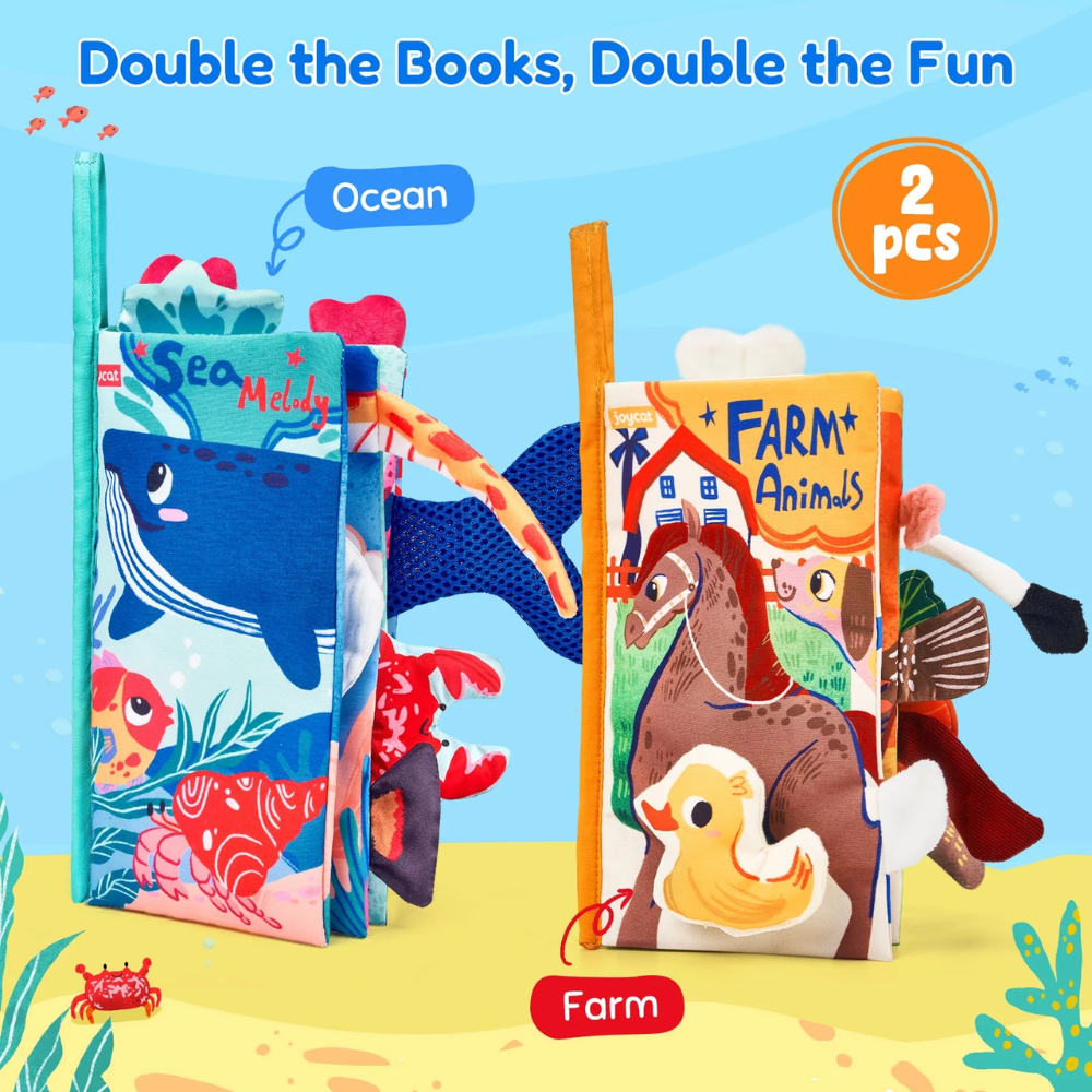 Baby Ocean Sensory Crinkle Book – Interactive Soft Activity Book with Mirror and Textured Animals