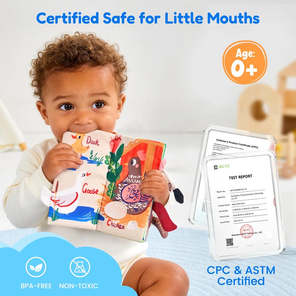 Baby Ocean Sensory Crinkle Book – Interactive Soft Activity Book with Mirror and Textured Animals