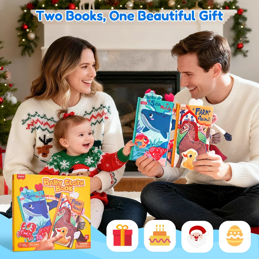 Baby Ocean Sensory Crinkle Book – Interactive Soft Activity Book with Mirror and Textured Animals