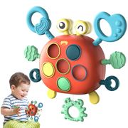 Baby Sensory Pull String Toy – Montessori-Inspired Silicone Crab Toy for Fine Motor Skills