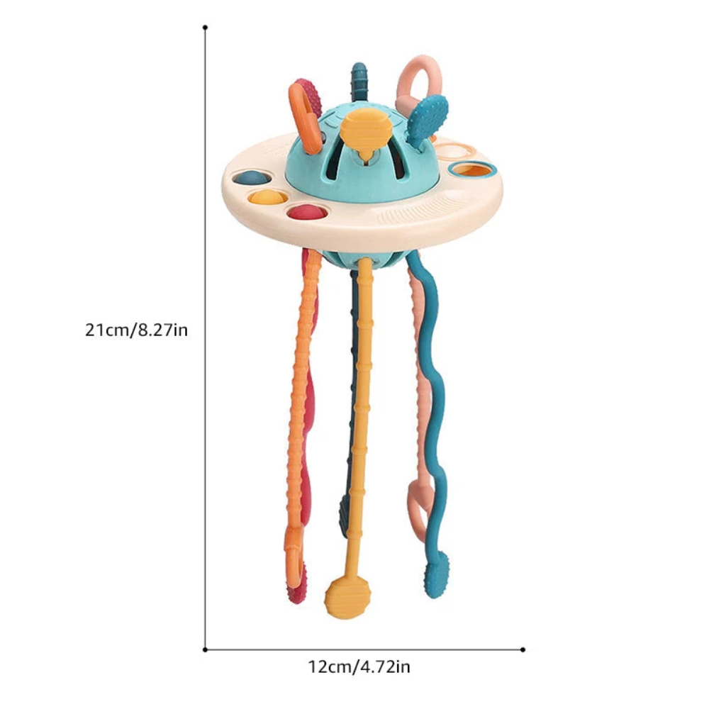 Baby Sensory Pull Toy – Silicone Activity Toy with Textured Cords