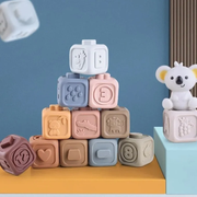 Baby Sensory Stacking Toy – Soft Teething Rings and Building Blocks with Koala Topper