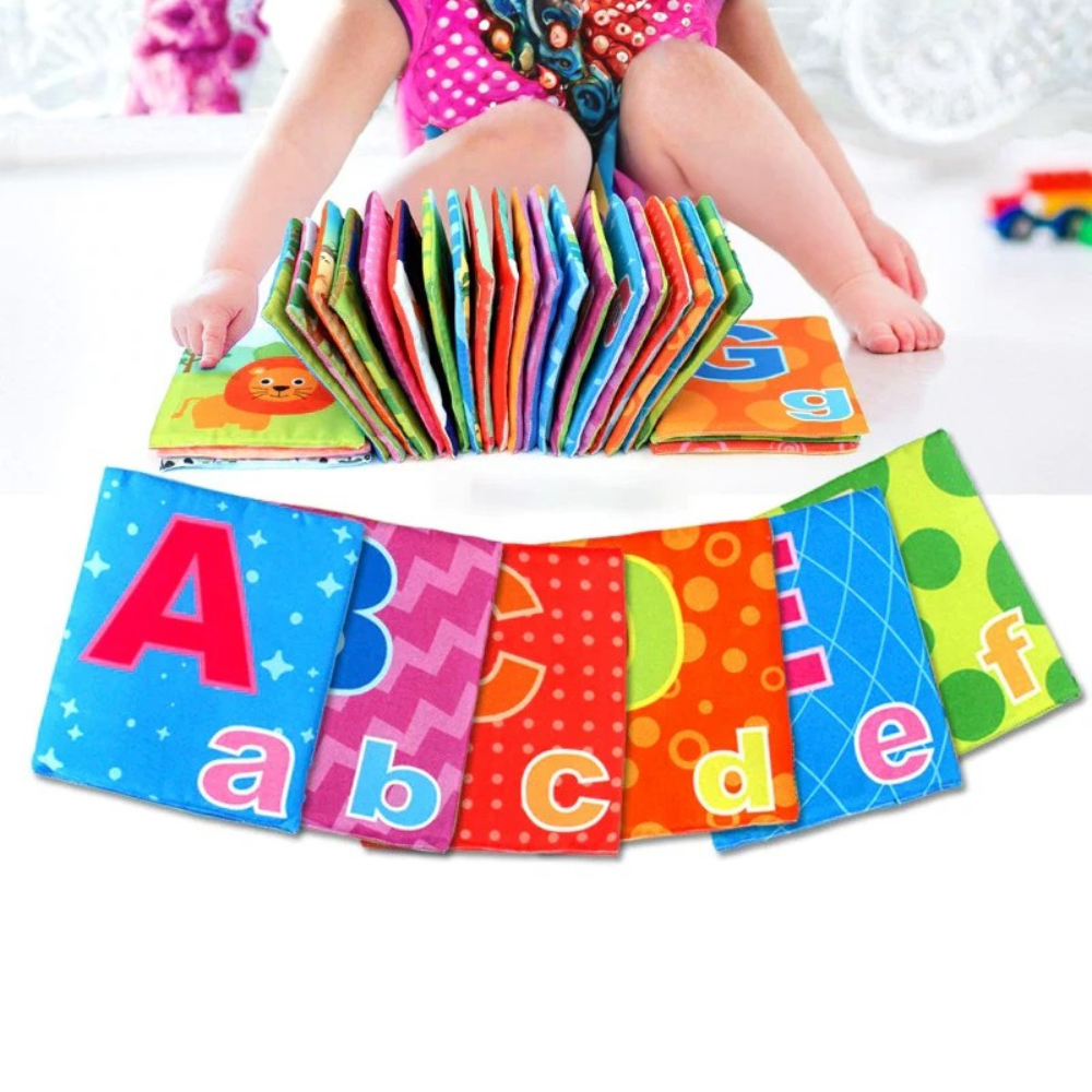 Baby Soft Cloth Books – Educational Alphabet and Animal Learning Set with Storage Bag