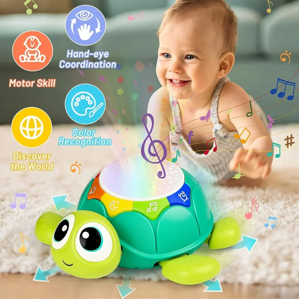 Baby Turtle Star Projector – Interactive Musical Toy with Colorful Lights for Infants