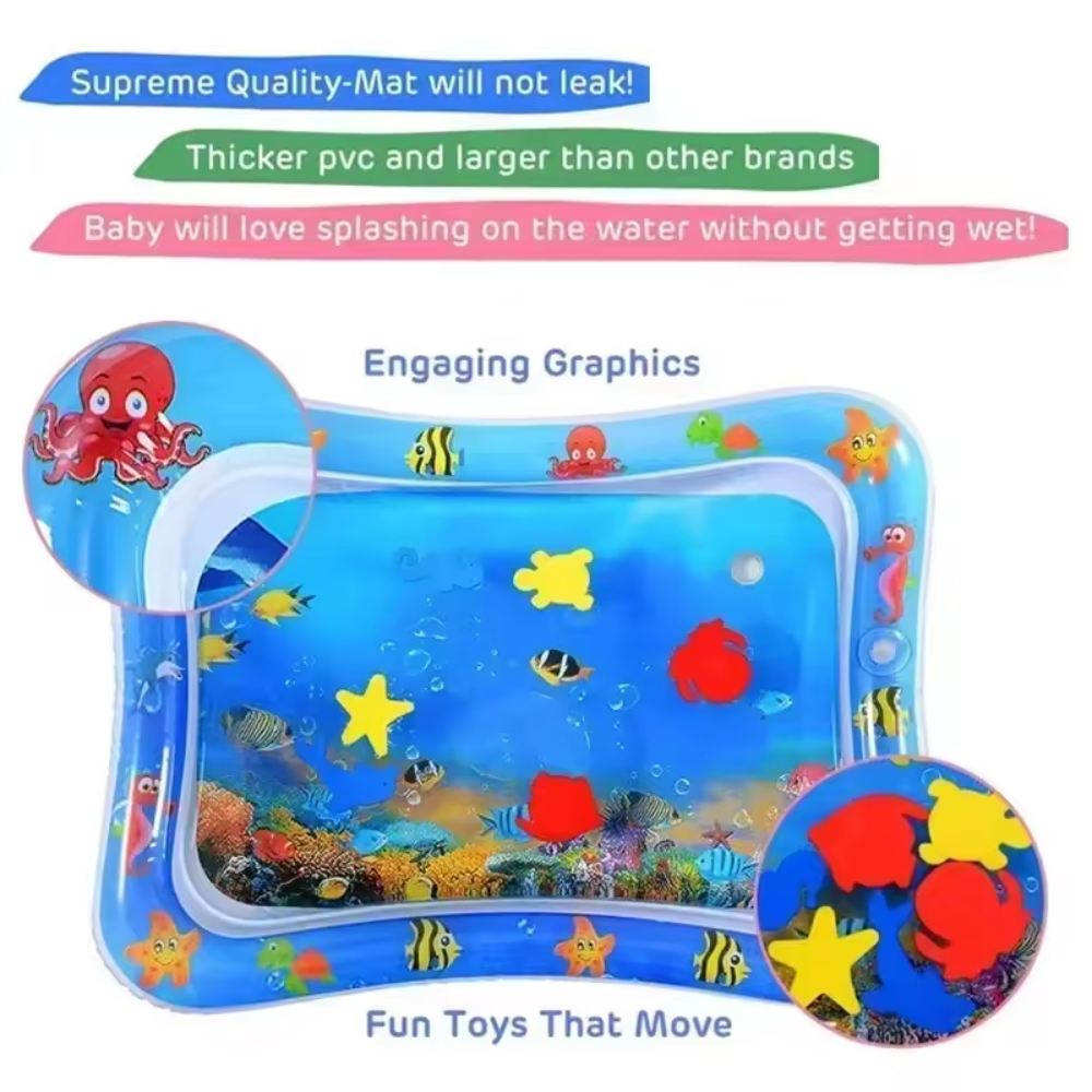 Baby Water Play Mat for Tummy Time – Inflatable Sensory Water Pad (Infant & Toddler)