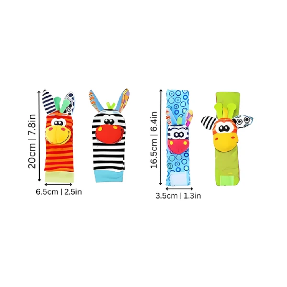 Baby Wrist and Foot Rattles – Soft Sensory Toy Set