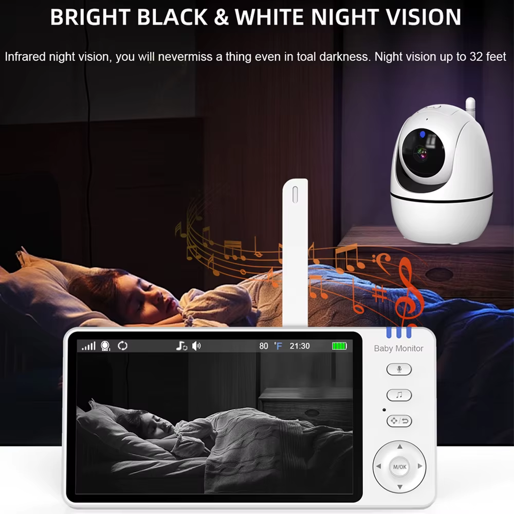5 Inch Video Baby Monitor – Portable No WiFi Camera with Two Way Audio & Night Vision