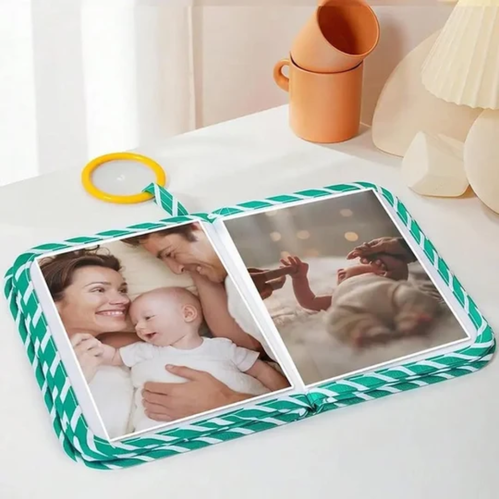 Baby's First Photo Book – Soft Fabric Memory Album with Mirror