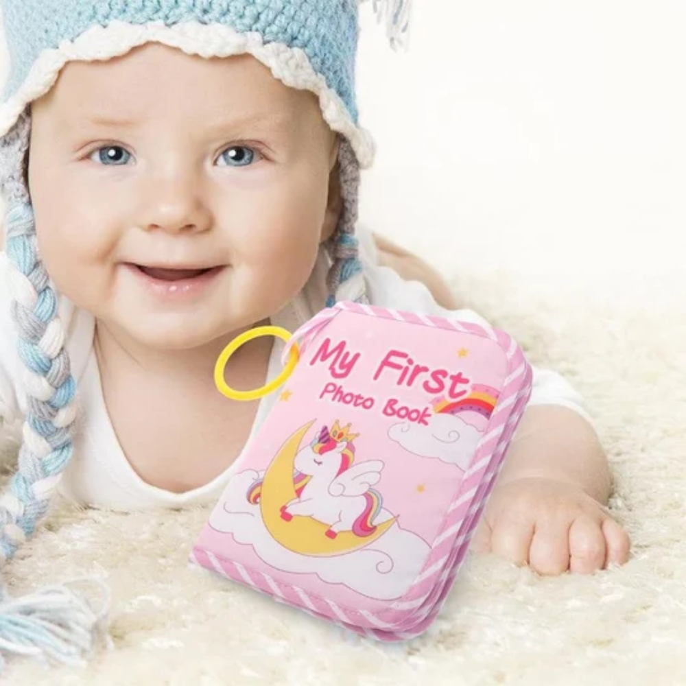 Baby's First Photo Book – Soft Fabric Memory Album with Mirror
