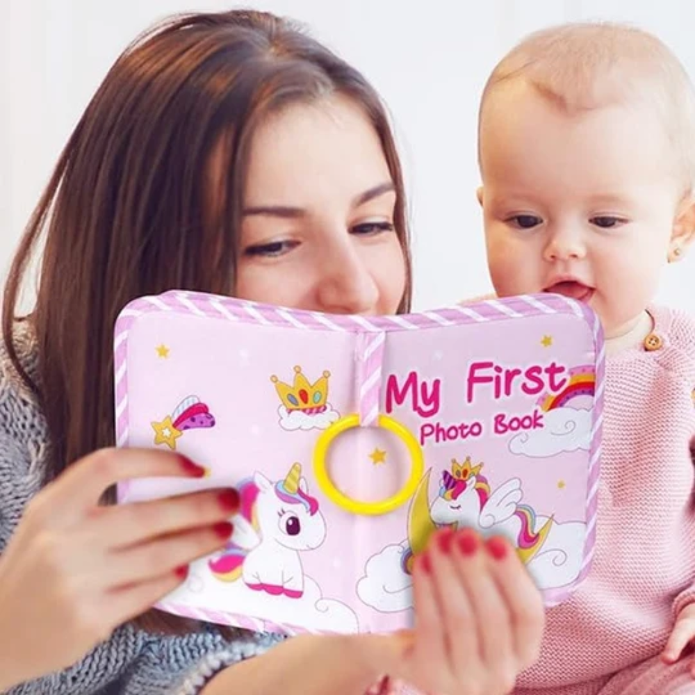Baby's First Photo Book – Soft Fabric Memory Album with Mirror