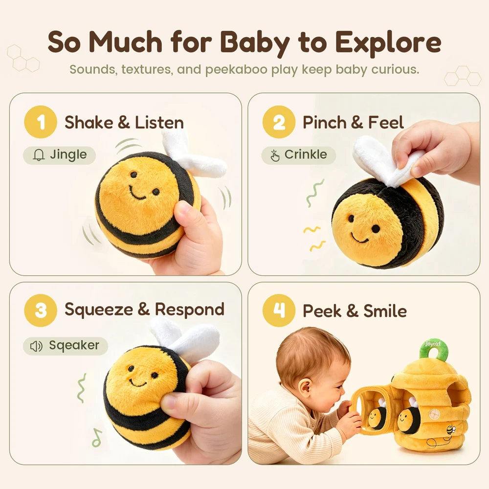 Bella | Baby Beehive Sensory Toy with 5 Plush Bees