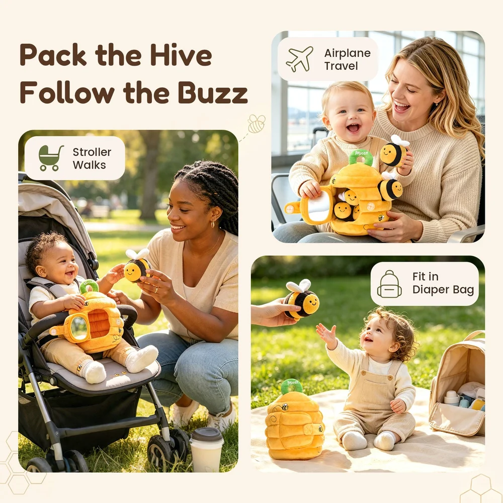 Bella | Baby Beehive Sensory Toy with 5 Plush Bees