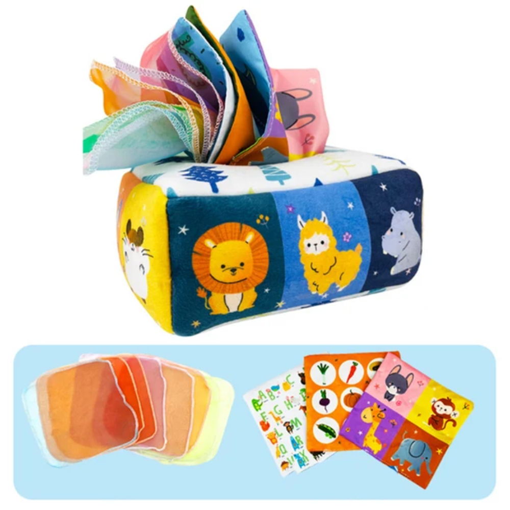 Boxie Montessori Tissue Box – Baby Sensory Pulling and Learning Toy