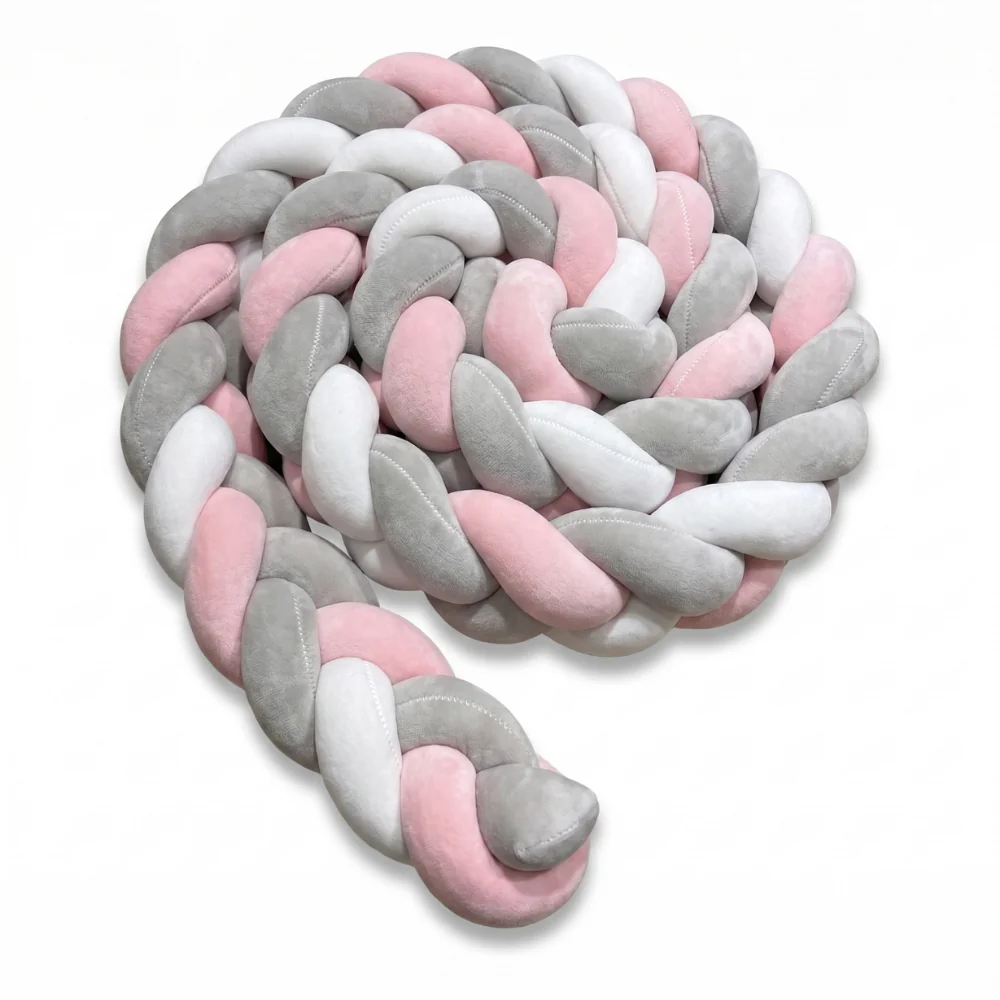 Braided Baby Crib Bumper – Soft Cotton Blend Nursery Bed Decoration