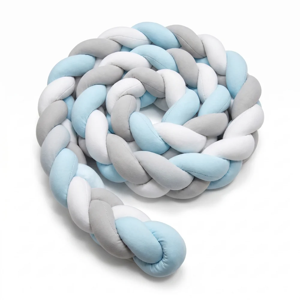 Braided Baby Crib Bumper – Soft Cotton Blend Nursery Bed Decoration