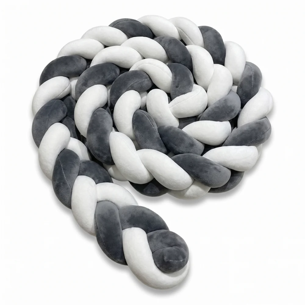 Braided Baby Crib Bumper – Soft Cotton Blend Nursery Bed Decoration