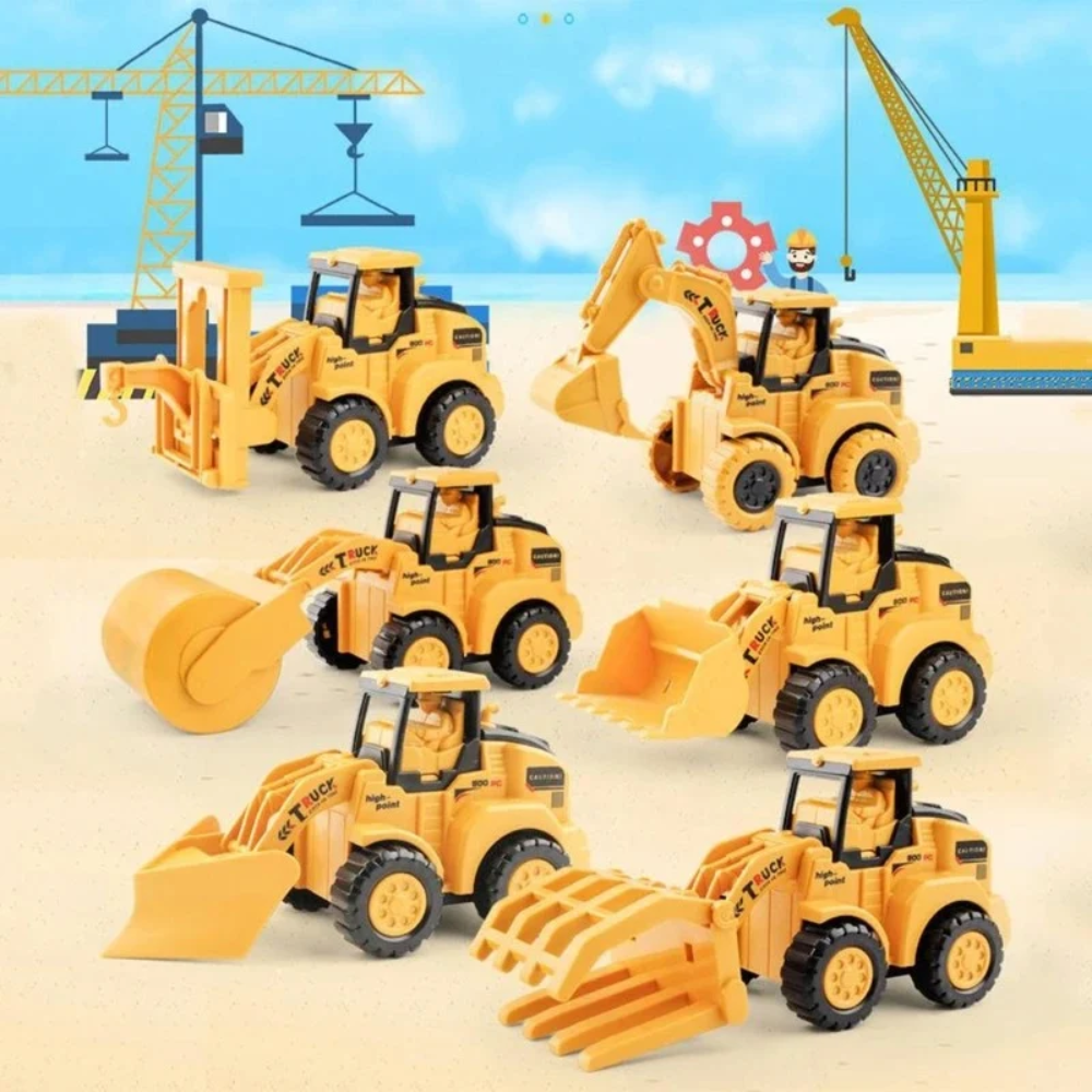 BuildPlay Kids Construction Vehicles – Interactive Push-Button Toy Trucks for Kids