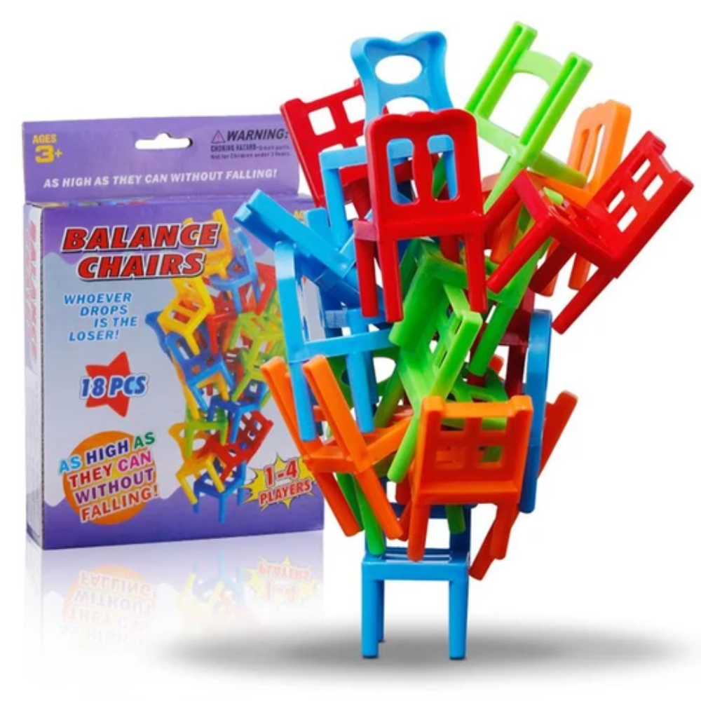 Chairs Stacking Balance Game – Mini Chair Tower Building Toy for Kids and Adults