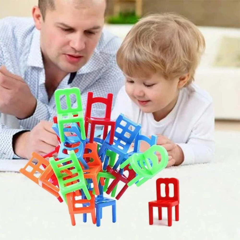 Chairs Stacking Balance Game – Mini Chair Tower Building Toy for Kids and Adults