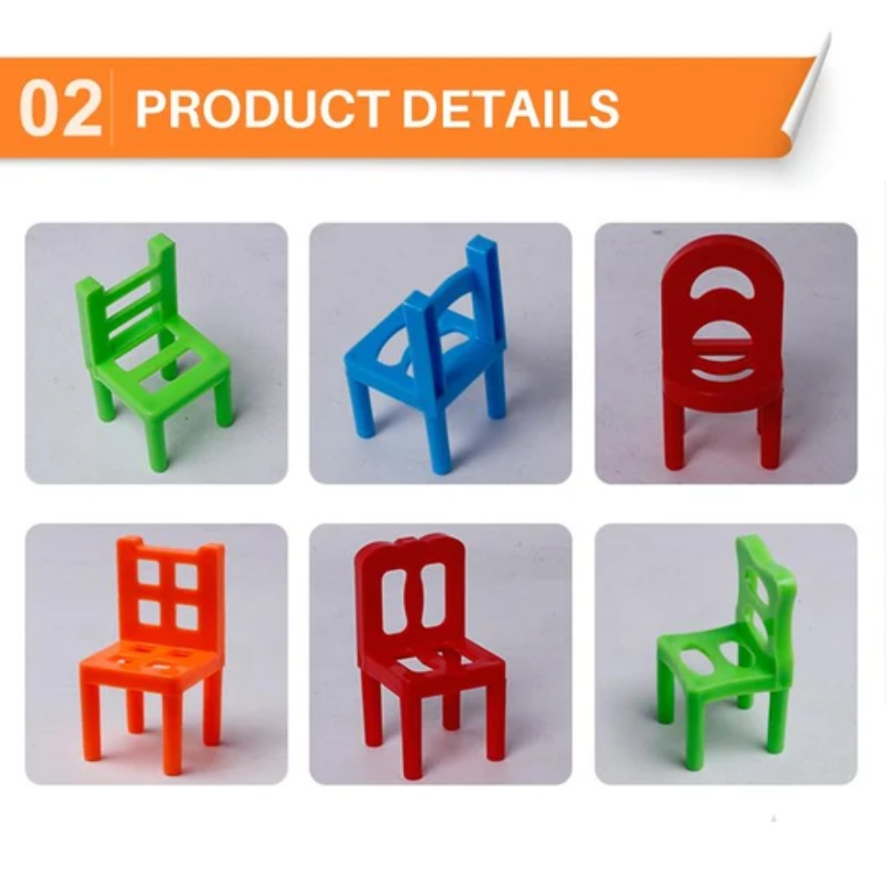 Chairs Stacking Balance Game – Mini Chair Tower Building Toy for Kids and Adults