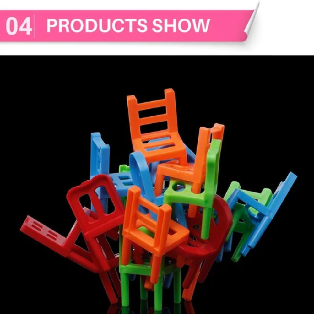 Chairs Stacking Balance Game – Mini Chair Tower Building Toy for Kids and Adults