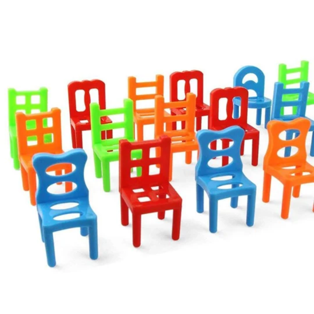 Chairs Stacking Balance Game – Mini Chair Tower Building Toy for Kids and Adults