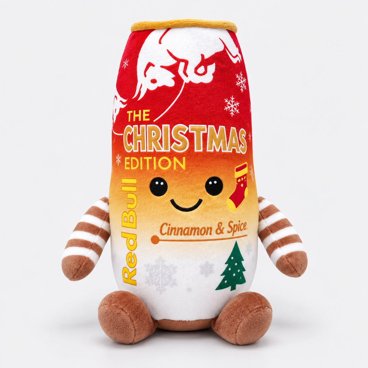 Red Bull Christmas Edition Plush Toy – Cinnamon & Spice Energy Drink Can Soft Toy