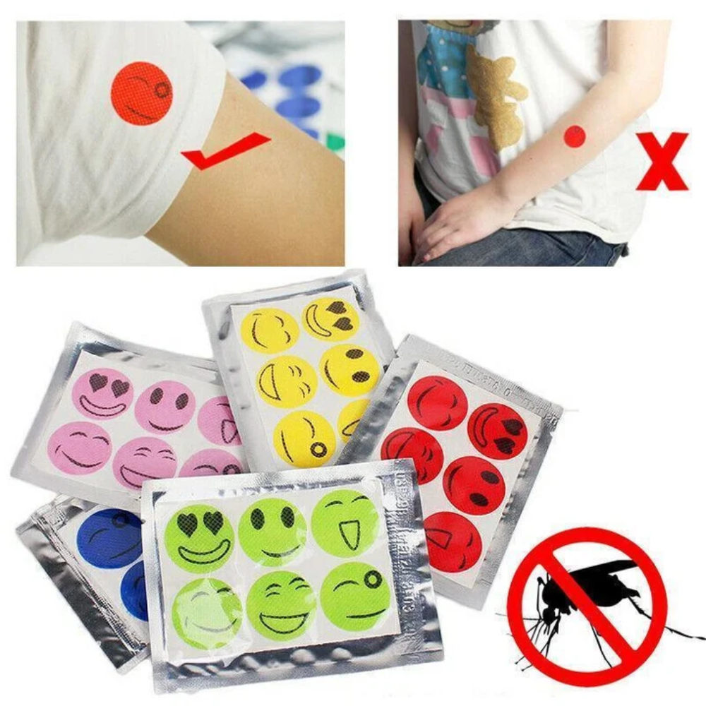 Citronella Mosquito Repellent Stickers – Smiley Face Essential Oil Patches for Outdoor Use