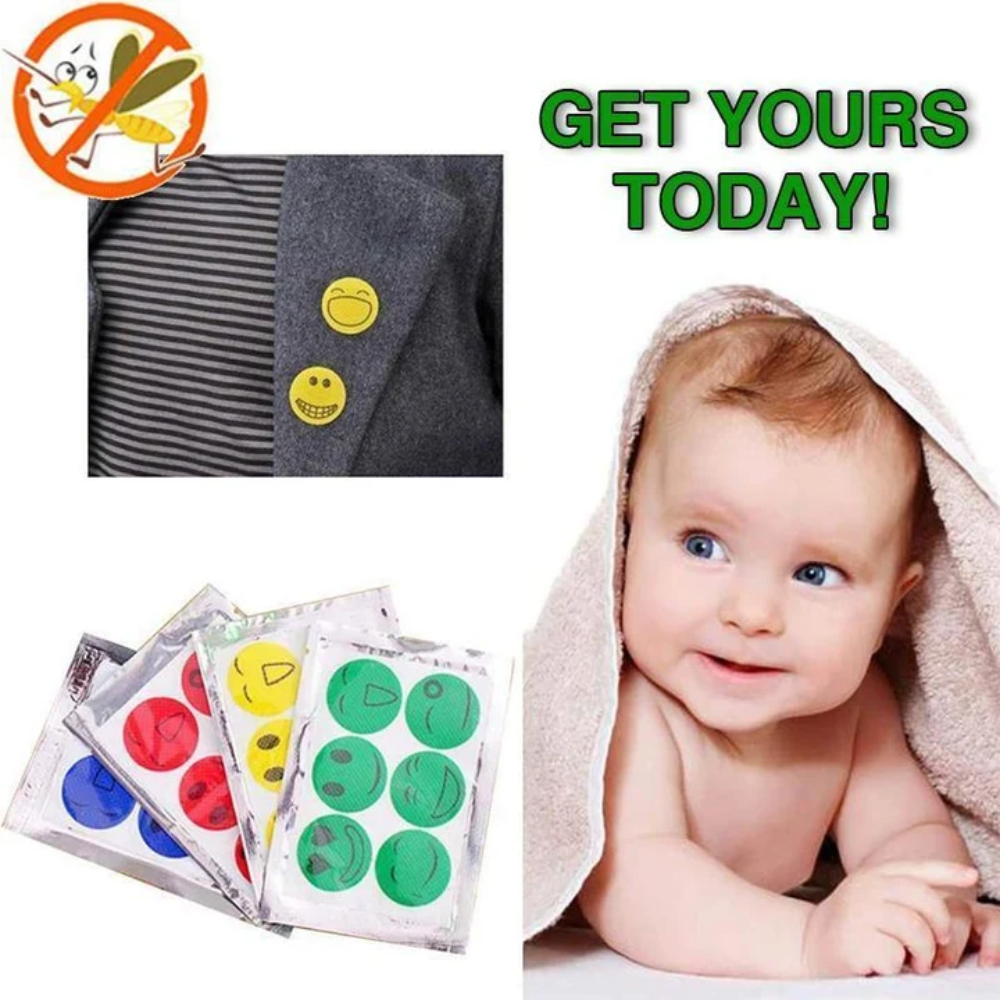 Citronella Mosquito Repellent Stickers – Smiley Face Essential Oil Patches for Outdoor Use