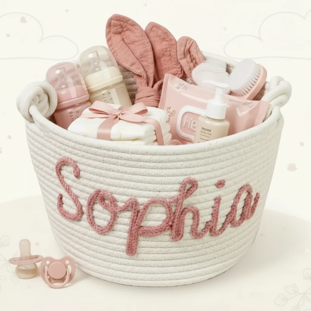 CuddleBasket – Personalized Baby Diaper Storage Basket