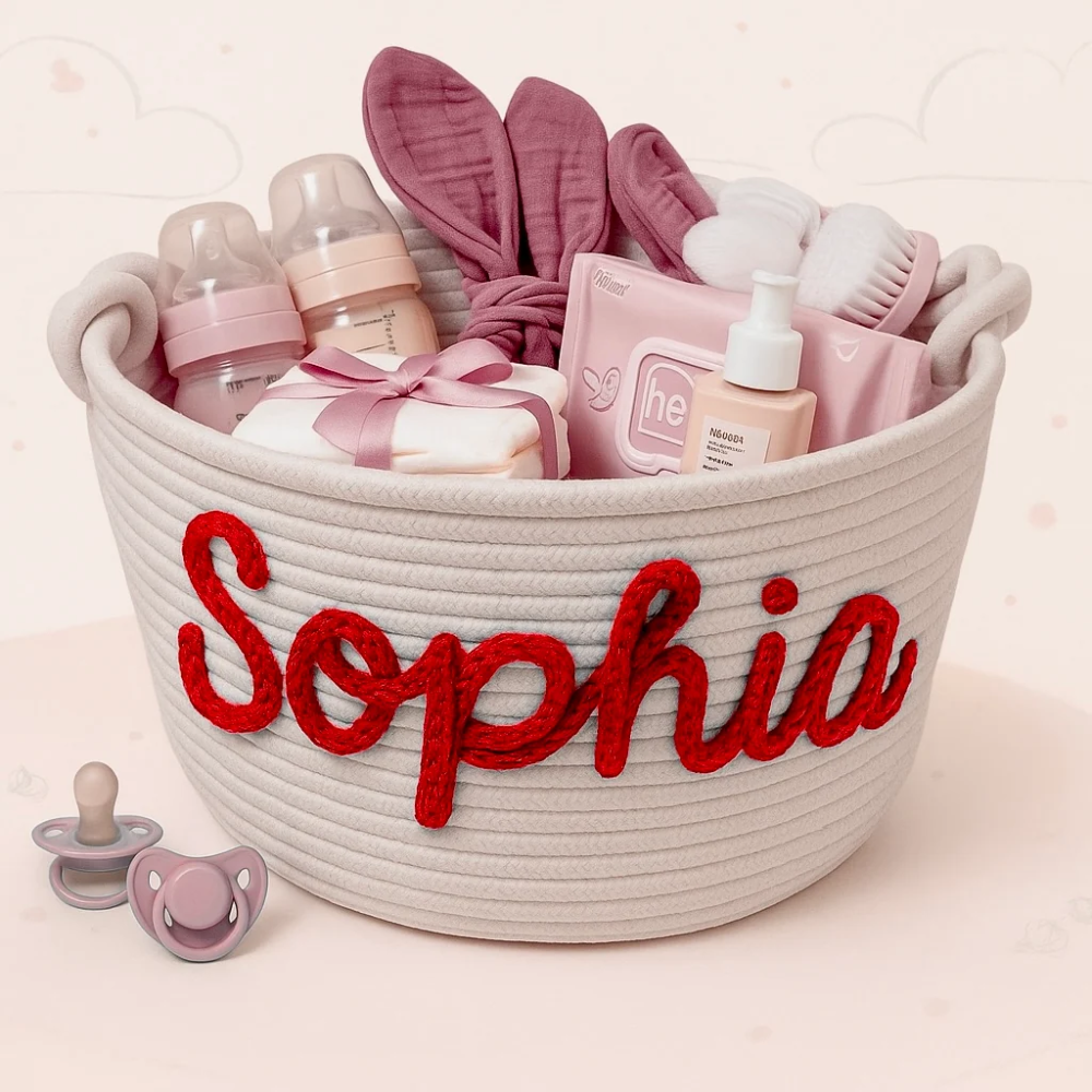 CuddleBasket – Personalized Baby Diaper Storage Basket