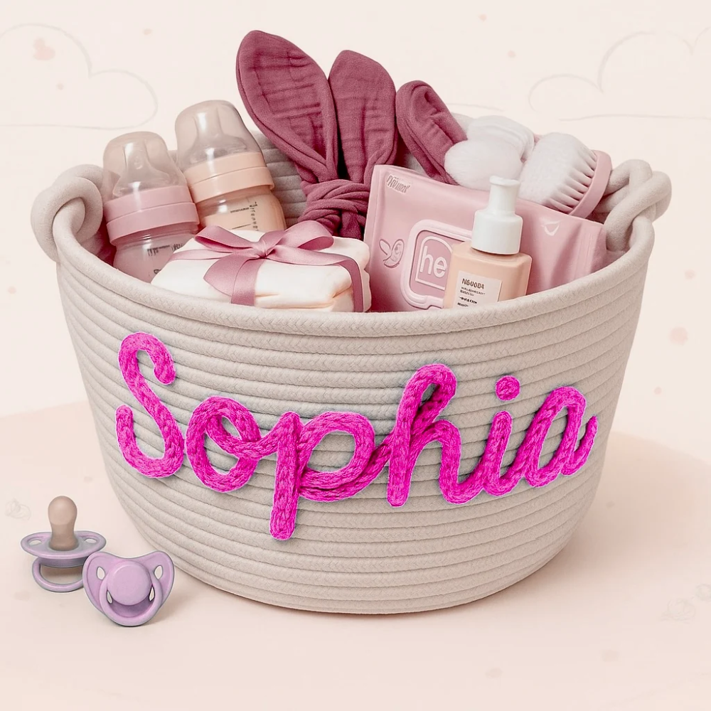 CuddleBasket – Personalized Baby Diaper Storage Basket