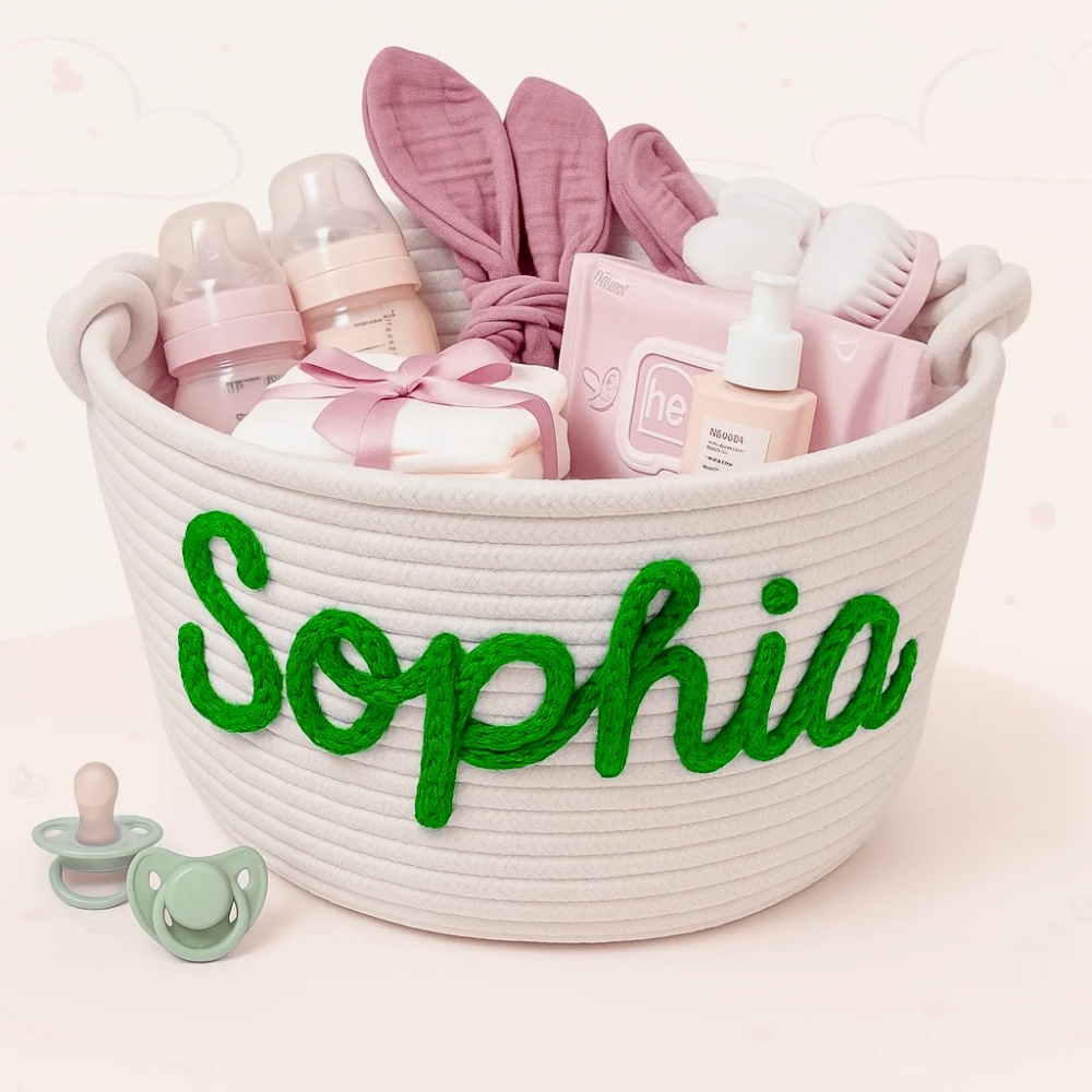 CuddleBasket – Personalized Baby Diaper Storage Basket