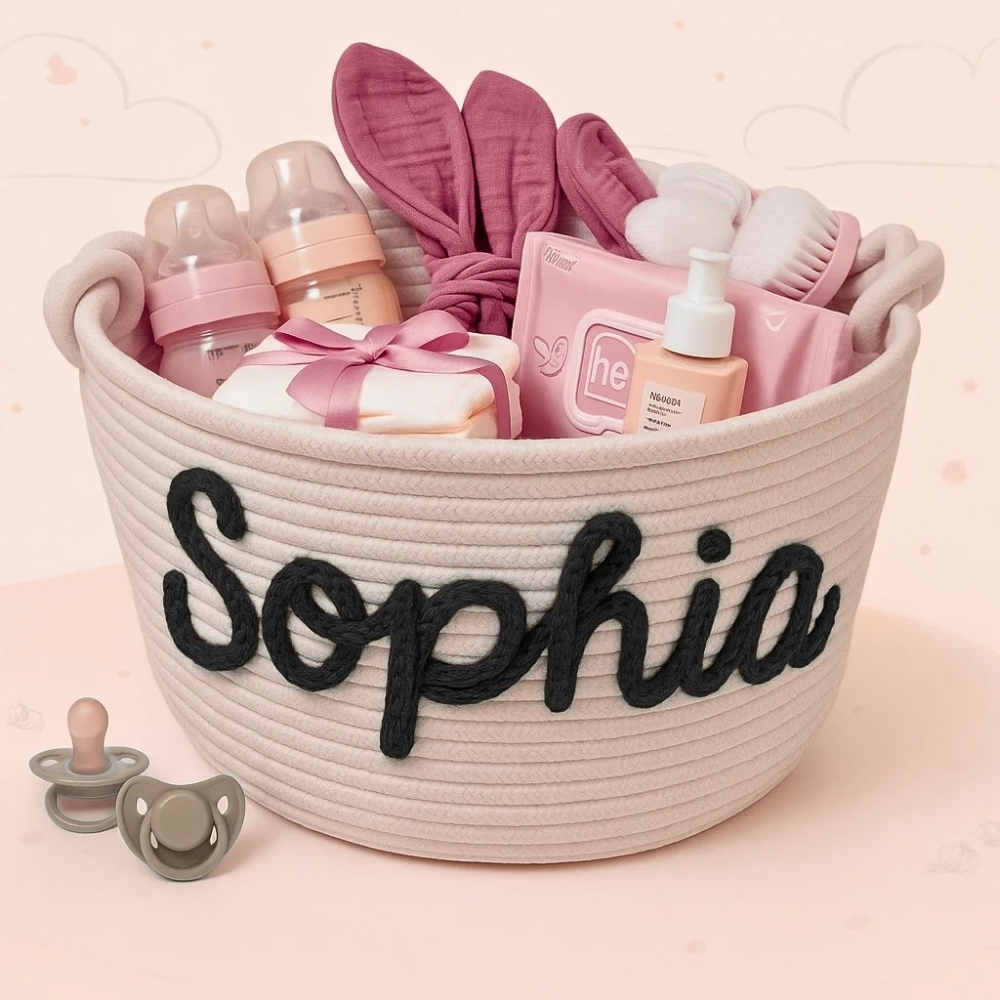 CuddleBasket – Personalized Baby Diaper Storage Basket