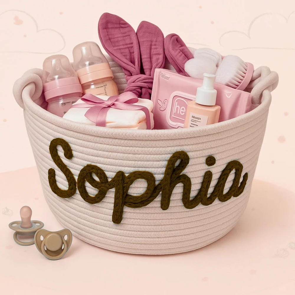 CuddleBasket – Personalized Baby Diaper Storage Basket