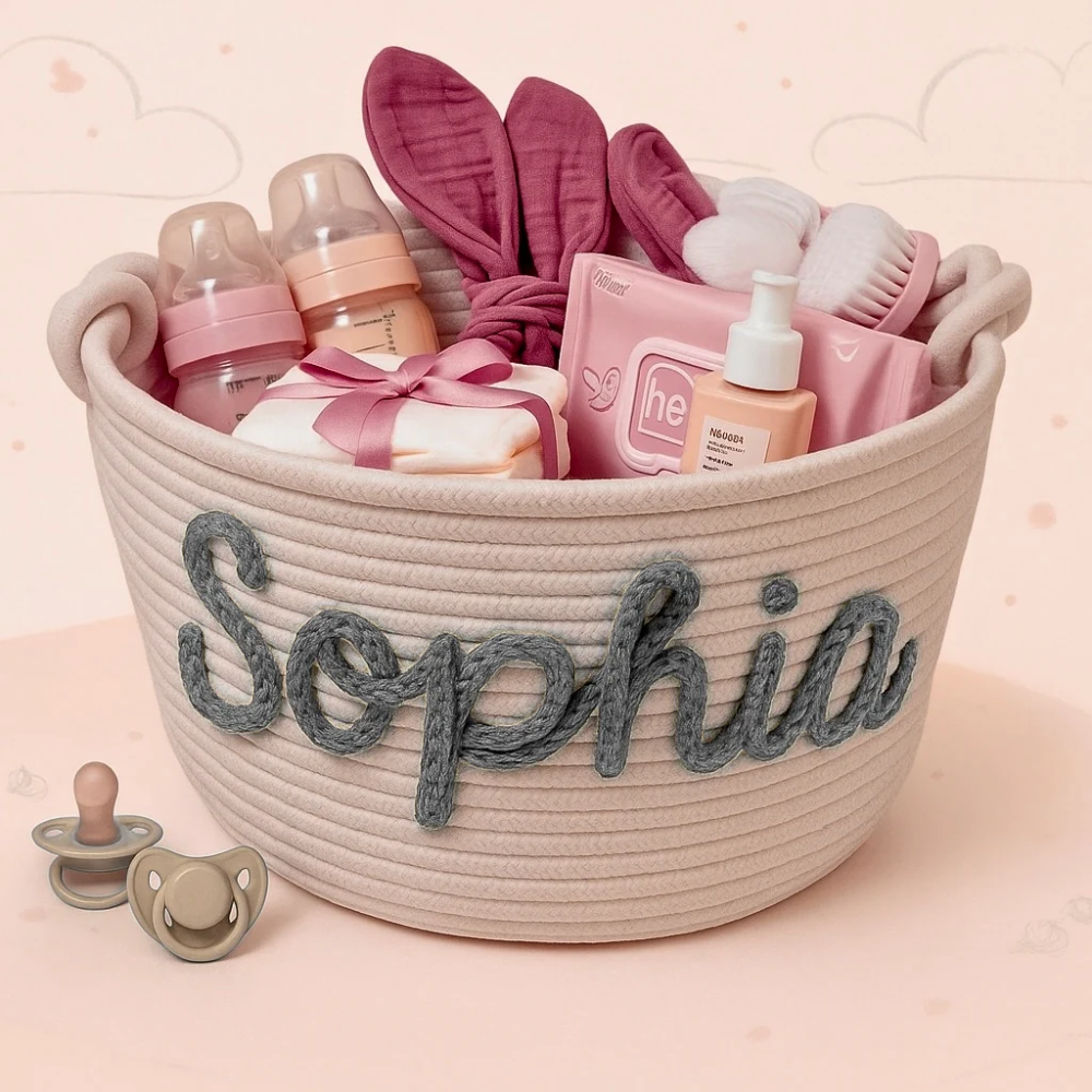 CuddleBasket – Personalized Baby Diaper Storage Basket