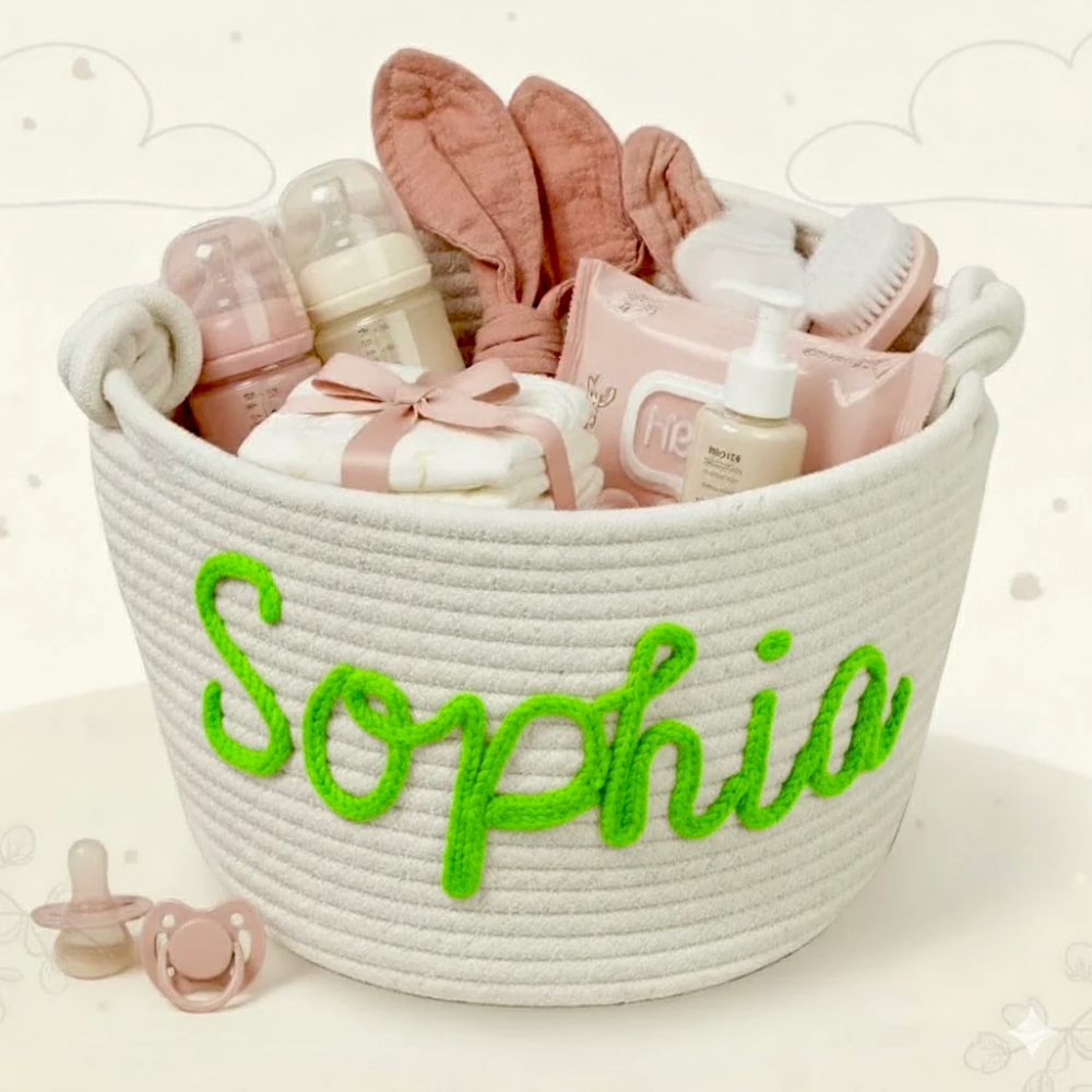 CuddleBasket – Personalized Baby Diaper Storage Basket