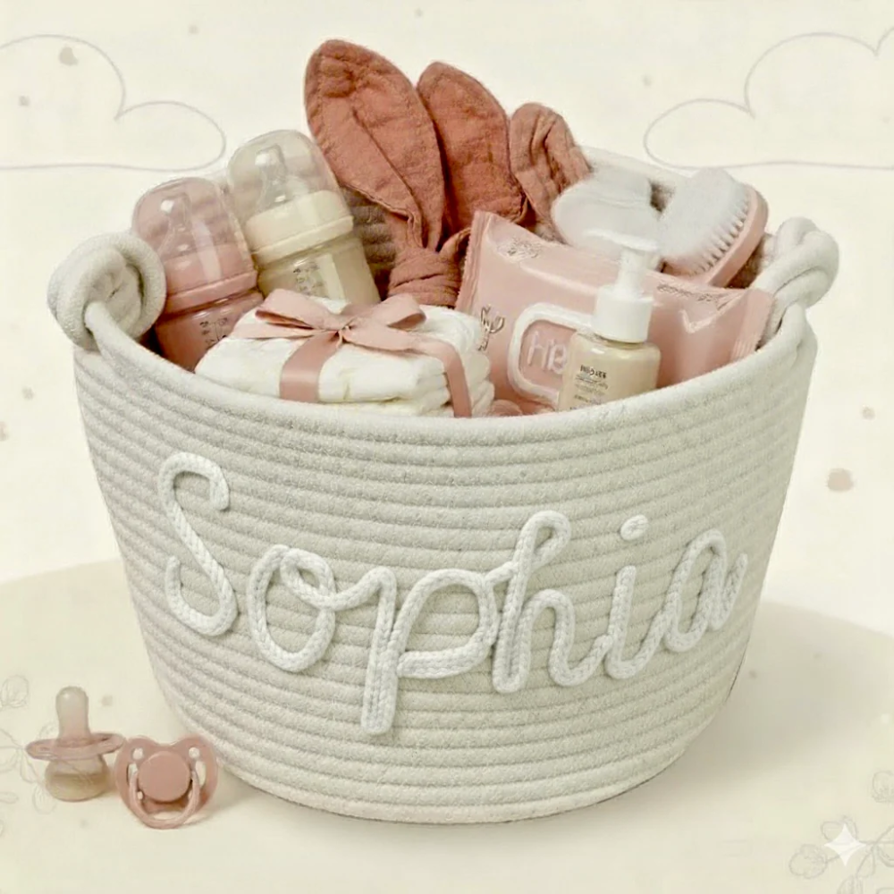 CuddleBasket – Personalized Baby Diaper Storage Basket
