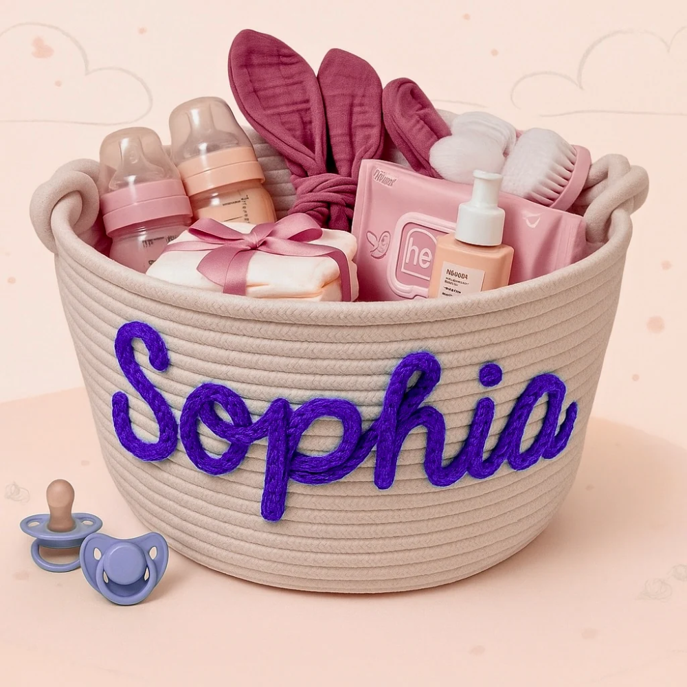 CuddleBasket – Personalized Baby Diaper Storage Basket