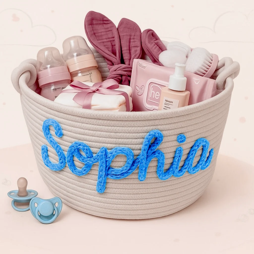 CuddleBasket – Personalized Baby Diaper Storage Basket