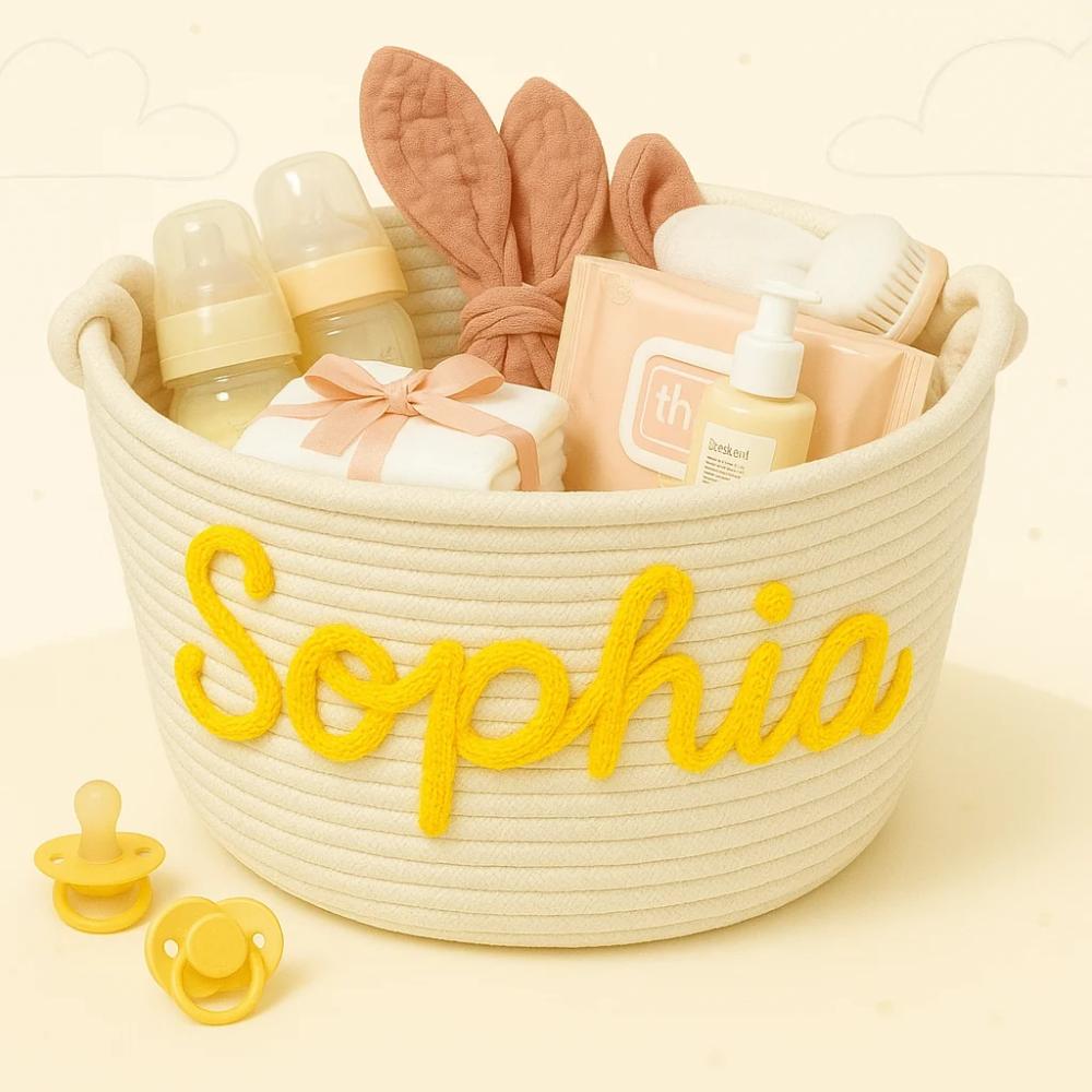 CuddleBasket – Personalized Baby Diaper Storage Basket