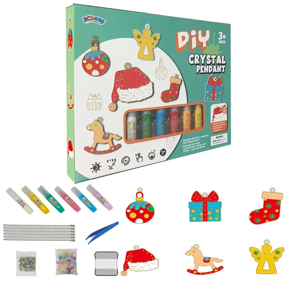 DIY Christmas Pendant Craft Kit – 6-Piece Ornament Decorating & Jewelry Making Set for Kids