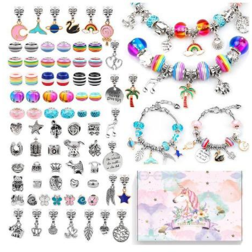 DIY Crystal Bracelet Making Kit – 82-Piece Jewelry Craft Set with Beads & Charms