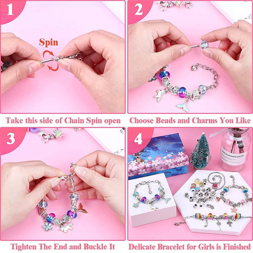 DIY Crystal Bracelet Making Kit – 82-Piece Jewelry Craft Set with Beads & Charms
