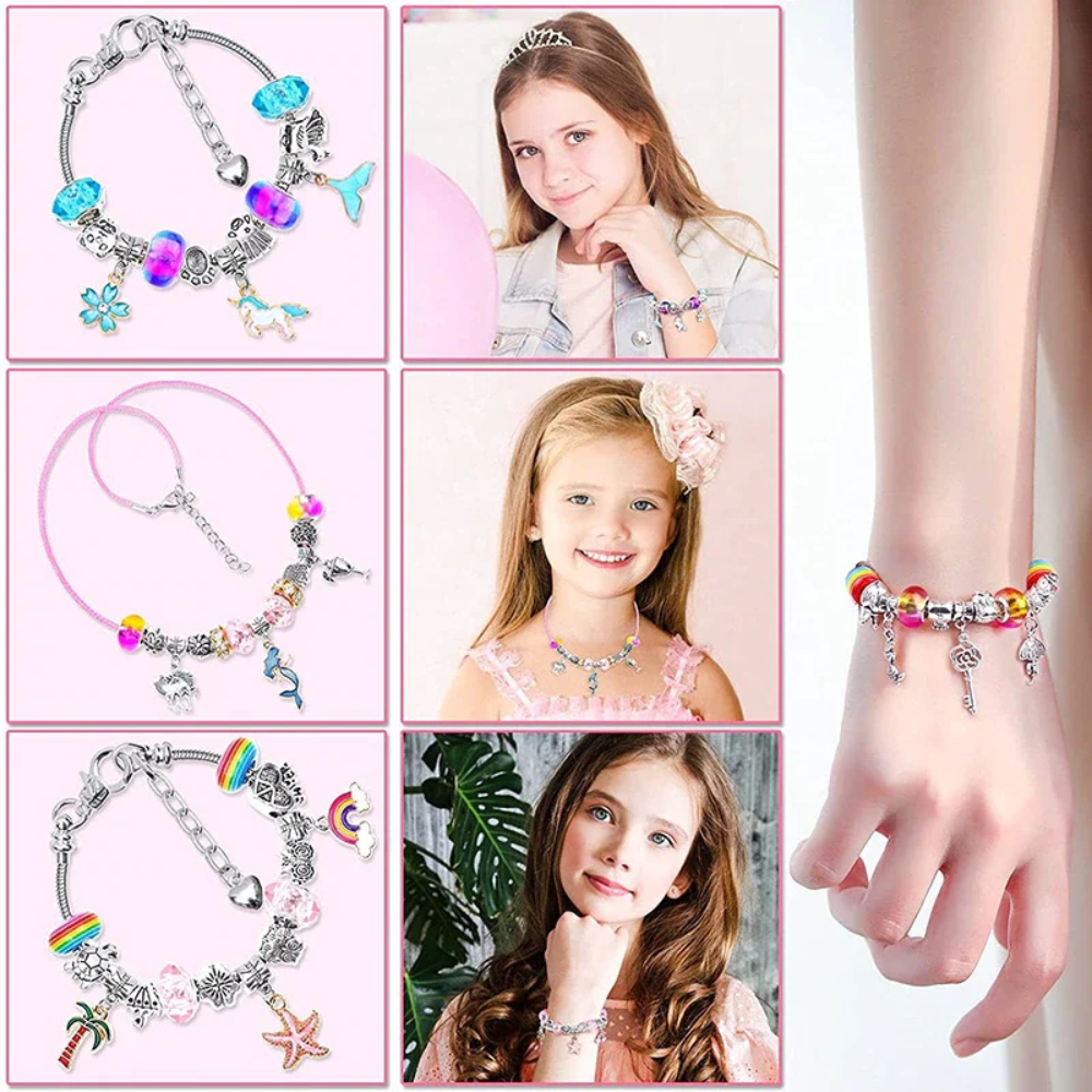 DIY Crystal Bracelet Making Kit – 82-Piece Jewelry Craft Set with Beads & Charms