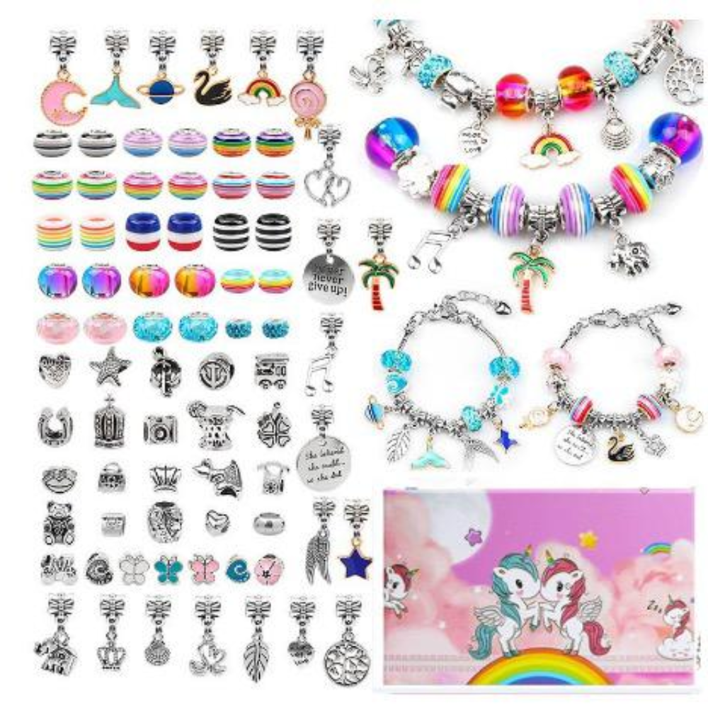 DIY Crystal Bracelet Making Kit – 82-Piece Jewelry Craft Set with Beads & Charms