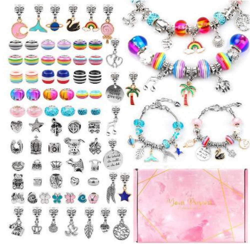DIY Crystal Bracelet Making Kit – 82-Piece Jewelry Craft Set with Beads & Charms