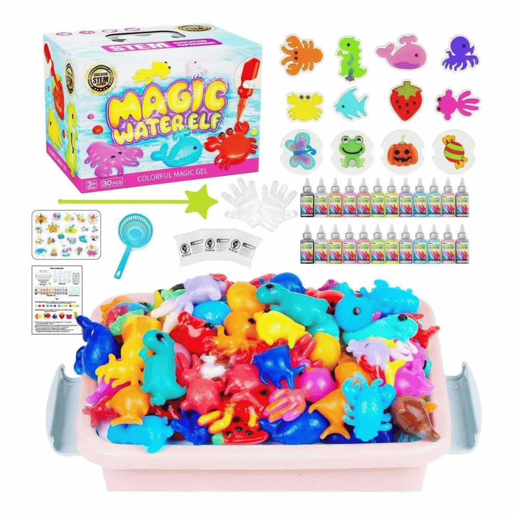 DIY Magic Water Craft Kit – 30-Piece 3D Animal & Shape Making Set for Kids